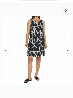 Banana Republic Navy and Cream Geometric Sleeveless Dress